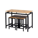 Ensemble table de bar industrielle 5 pièces avec table rectangulaire et 4 chaises