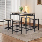 Ensemble table de bar industrielle 5 pièces avec table rectangulaire et 4 chaises