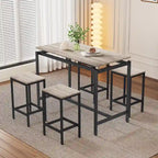 Ensemble table de bar industrielle 5 pièces avec table rectangulaire et 4 chaises