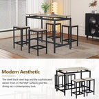 Ensemble table de bar industrielle 5 pièces avec table rectangulaire et 4 chaises