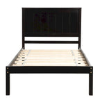 Cadre de lit plateforme double en pin noir avec tête de lit - Support à lattes en bois, pas besoin de sommier, design compact