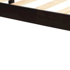 Cadre de lit plateforme double en pin noir avec tête de lit - Support à lattes en bois, pas besoin de sommier, design compact