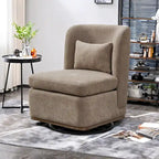 Fauteuil sans accoudoirs pivotant à 360° en chenille avec base en métal, coussin en mousse haute densité et oreiller inclus