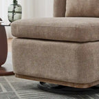 Fauteuil sans accoudoirs pivotant à 360° en chenille avec base en métal, coussin en mousse haute densité et oreiller inclus