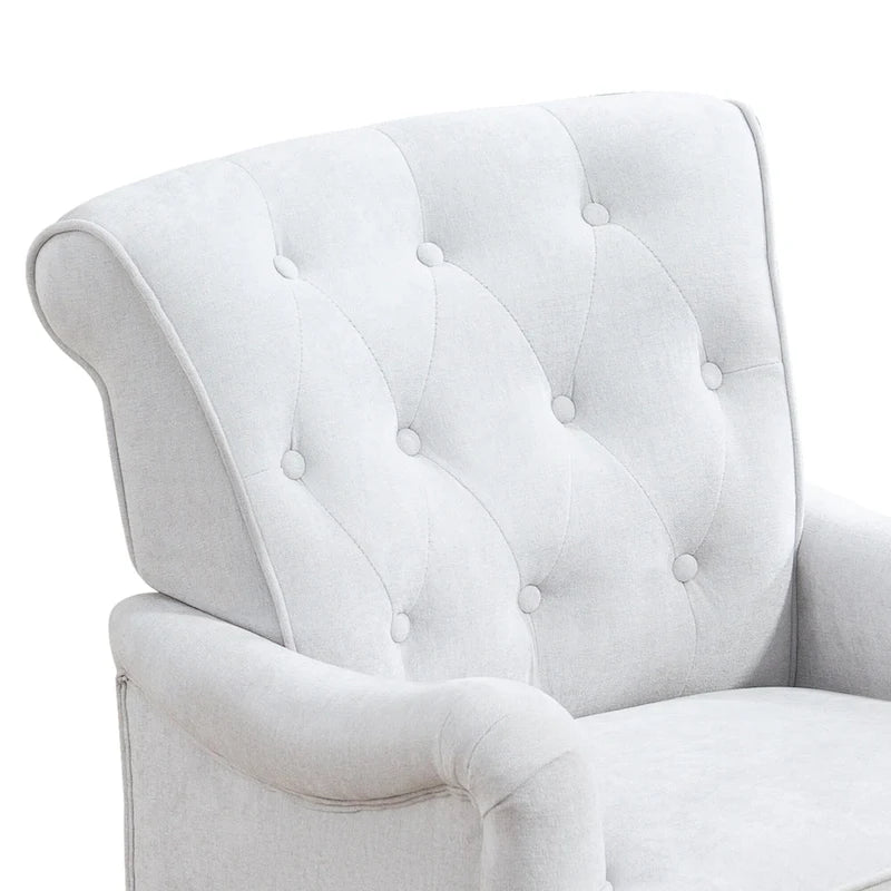 Fauteuil d'appoint en tissu chenille avec pieds rétro en bois, coussin en mousse haute densité et ressorts, et capacité de poids de 136 kg