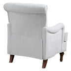 Fauteuil d'appoint en tissu chenille avec pieds rétro en bois, coussin en mousse haute densité et ressorts, et capacité de poids de 136 kg