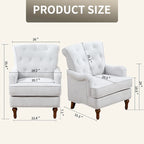 Fauteuil d'appoint en tissu chenille avec pieds rétro en bois, coussin en mousse haute densité et ressorts, et capacité de poids de 136 kg