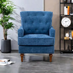 Fauteuil d'appoint en tissu chenille avec pieds rétro en bois, coussin en mousse haute densité et ressorts, et capacité de poids de 136 kg