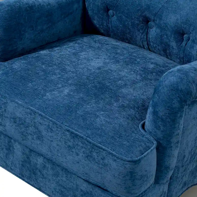 Fauteuil d'appoint en tissu chenille avec pieds rétro en bois, coussin en mousse haute densité et ressorts, et capacité de poids de 136 kg