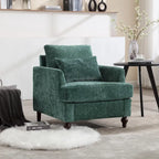 Fauteuil d'appoint en chenille moderne Emerald 29,53 avec cadre en bois massif et coussins