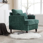 Fauteuil d'appoint en chenille moderne Emerald 29,53 avec cadre en bois massif et coussins