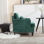 Fauteuil d'appoint en chenille moderne Emerald 29,53 avec cadre en bois massif et coussins