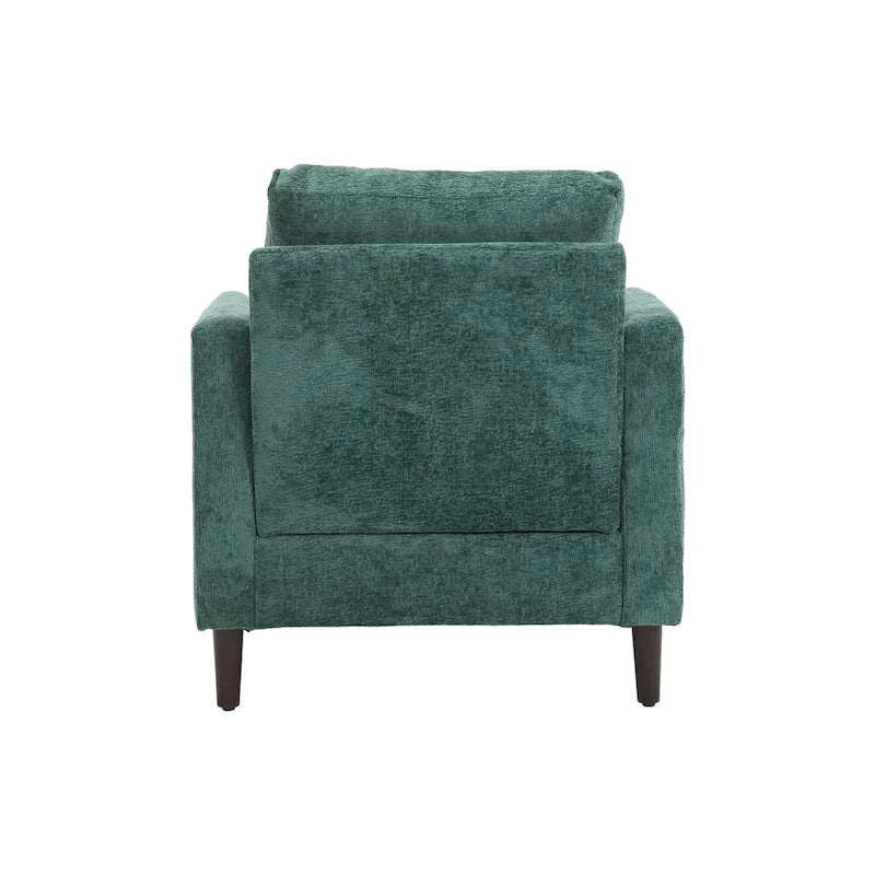 Fauteuil d'appoint en chenille moderne Emerald 29,53 avec cadre en bois massif et coussins