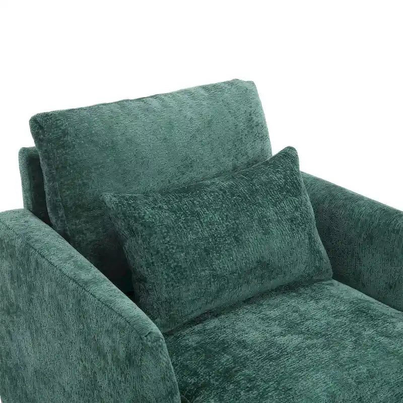 Fauteuil d'appoint en chenille moderne Emerald 29,53 avec cadre en bois massif et coussins