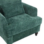 Fauteuil d'appoint en chenille moderne Emerald 29,53 avec cadre en bois massif et coussins