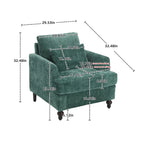 Fauteuil d'appoint en chenille moderne Emerald 29,53 avec cadre en bois massif et coussins