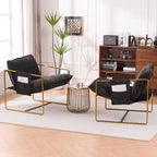 Fauteuil avec cadre en métal et accents dorés de 30,7 po (ensemble de 2)