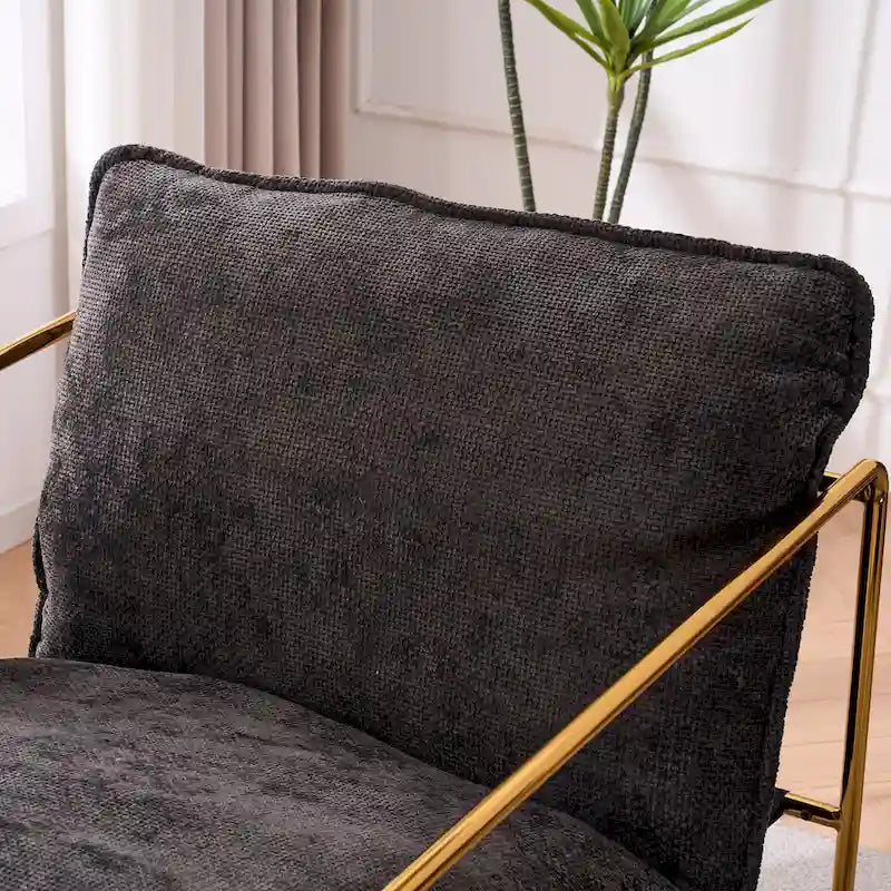 Fauteuil avec cadre en métal et accents dorés de 30,7 po (ensemble de 2)