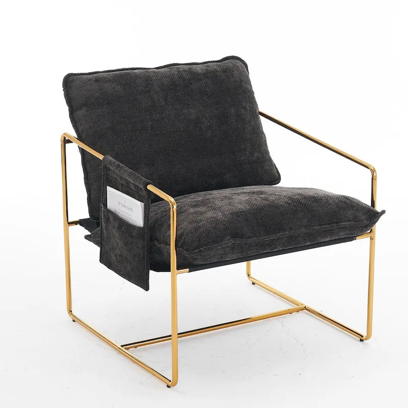 Fauteuil avec cadre en métal et accents dorés de 30,7 po (ensemble de 2)