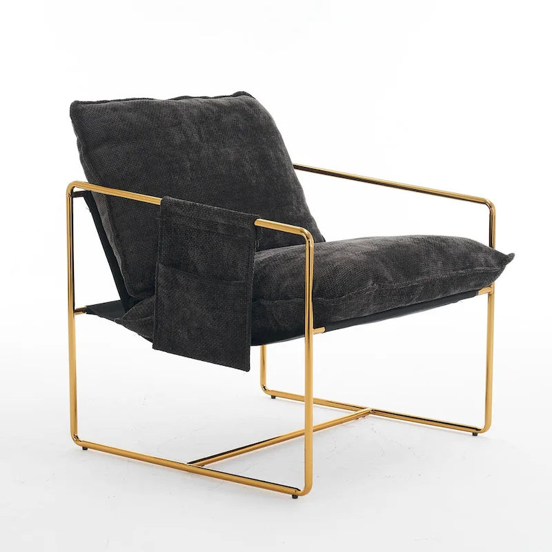 Fauteuil avec cadre en métal et accents dorés de 30,7 po (ensemble de 2)