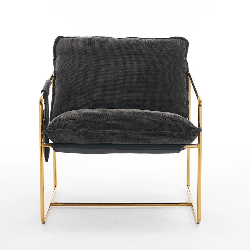 Fauteuil avec cadre en métal et accents dorés de 30,7 po (ensemble de 2)