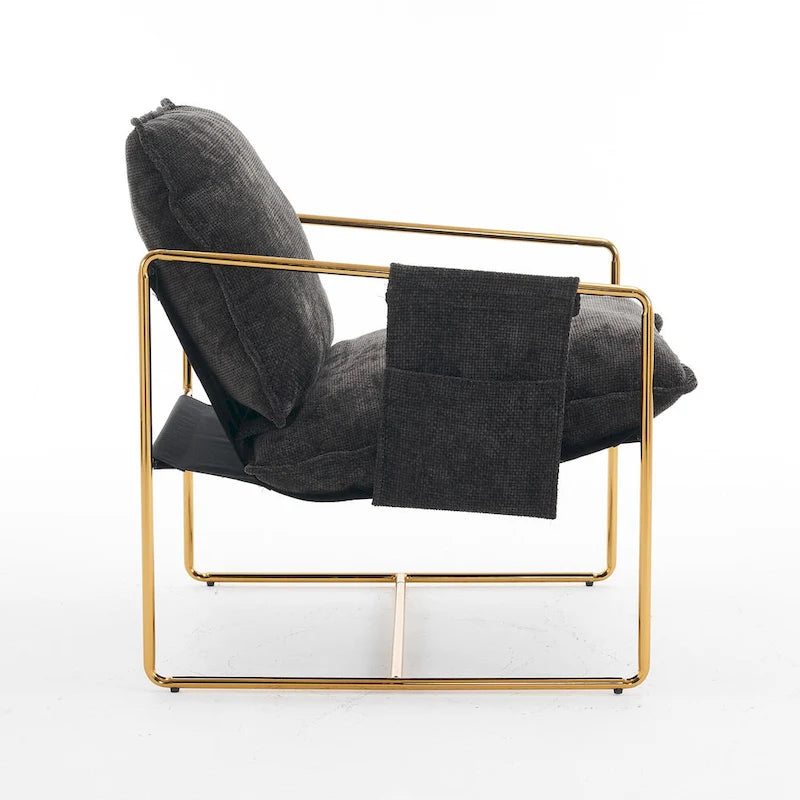Fauteuil avec cadre en métal et accents dorés de 30,7 po (ensemble de 2)