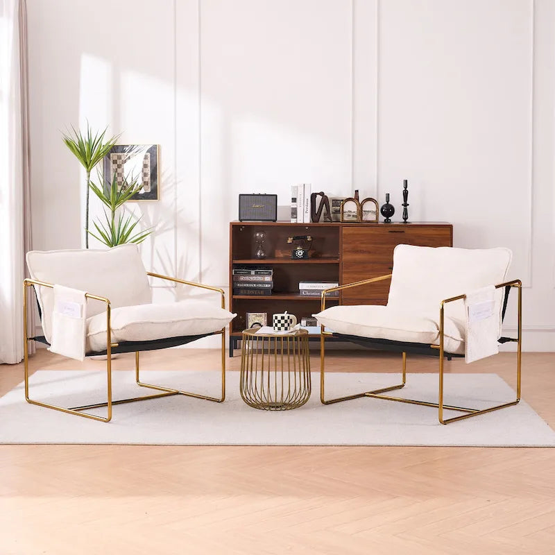 Fauteuil avec cadre en métal et accents dorés de 30,7 po (ensemble de 2)