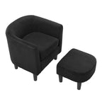 Fauteuil en velours côtelé avec pouf 26.38