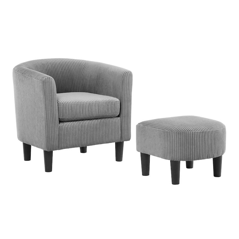 Fauteuil en velours côtelé avec pouf 26.38