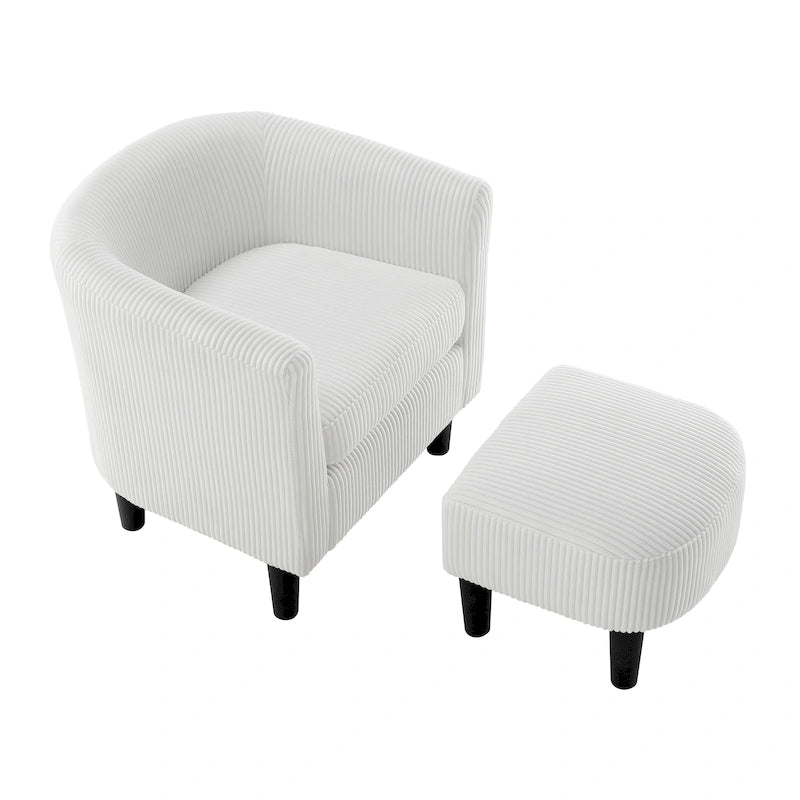 Fauteuil en velours côtelé avec pouf 26.38