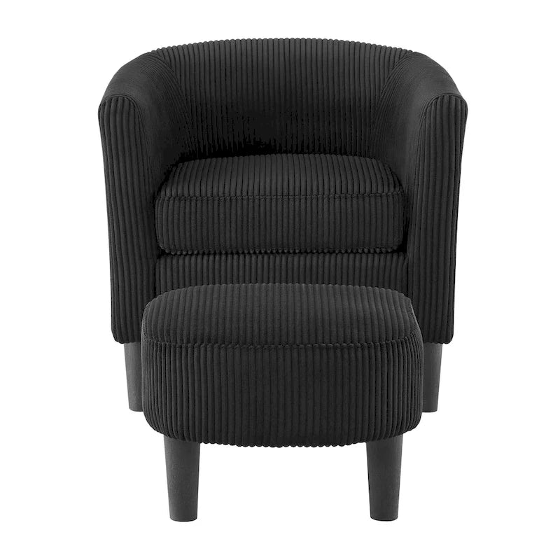 Fauteuil en velours côtelé avec pouf 26.38