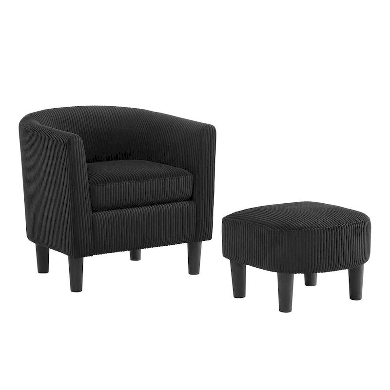 Fauteuil en velours côtelé avec pouf 26.38
