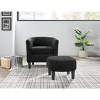Fauteuil en velours côtelé avec pouf 26.38