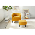 Fauteuil en velours côtelé avec pouf 26.38