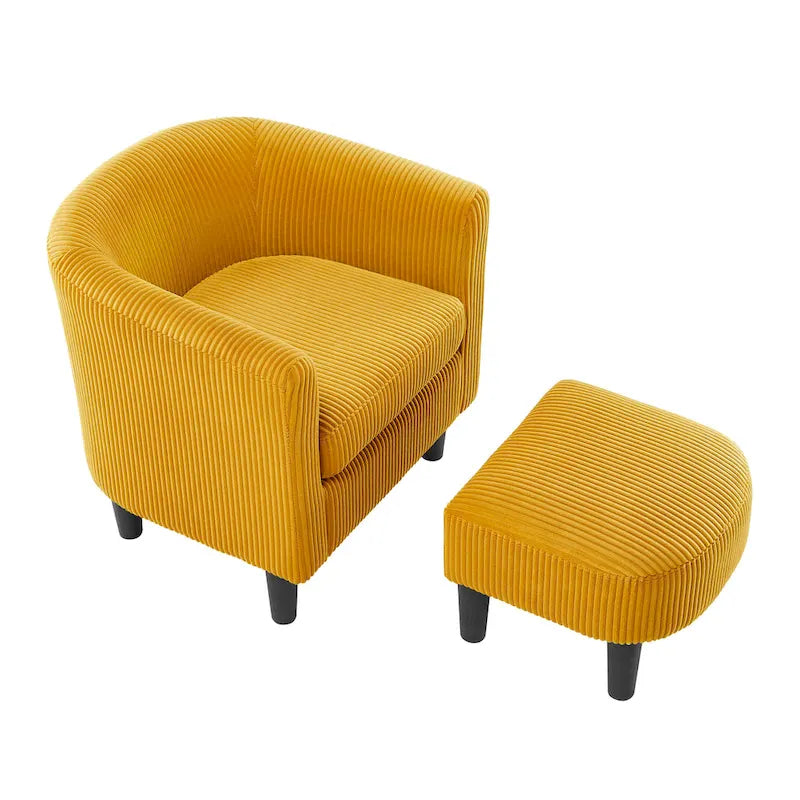 Fauteuil en velours côtelé avec pouf 26.38