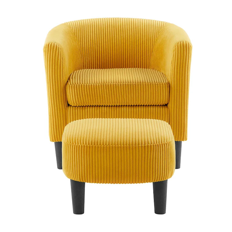 Fauteuil en velours côtelé avec pouf 26.38