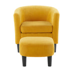 Fauteuil en velours côtelé avec pouf 26.38