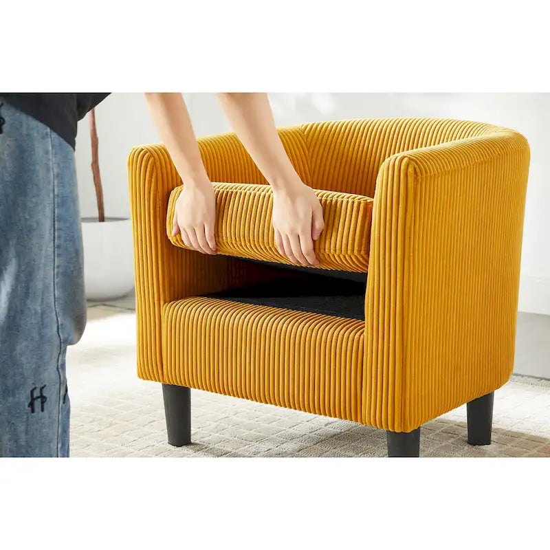 Fauteuil en velours côtelé avec pouf 26.38
