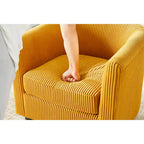 Fauteuil en velours côtelé avec pouf 26.38