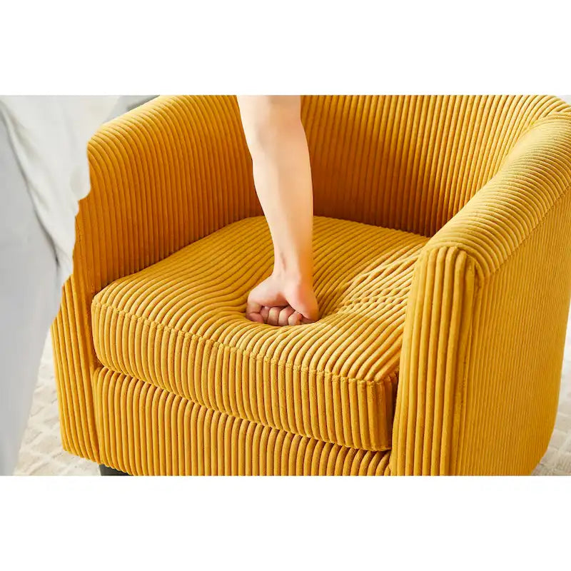 Fauteuil en velours côtelé avec pouf 26.38