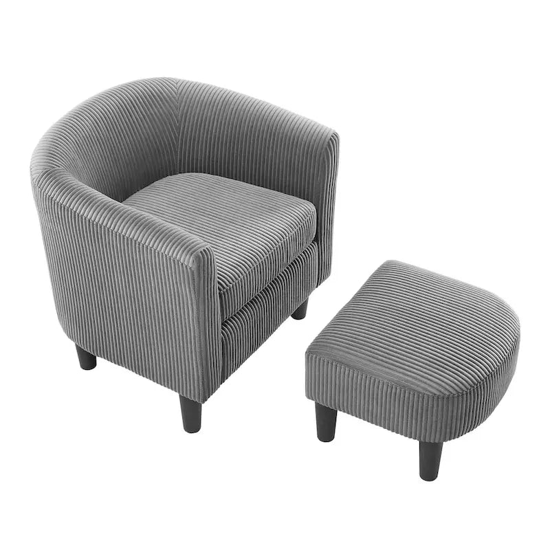 Fauteuil en velours côtelé avec pouf 26.38