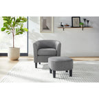Fauteuil en velours côtelé avec pouf 26.38
