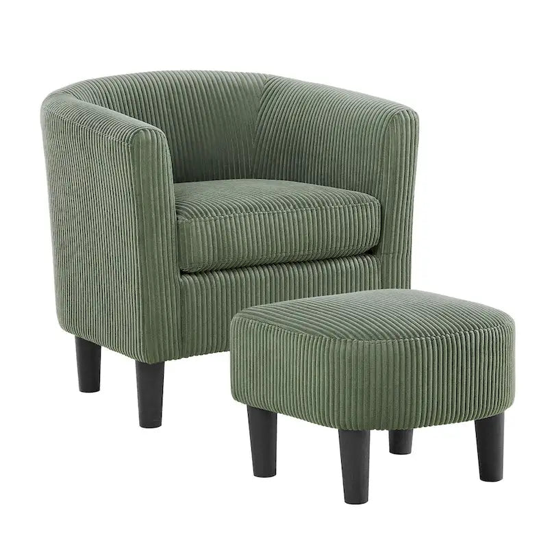 Fauteuil en velours côtelé avec pouf 26.38