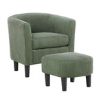 Fauteuil en velours côtelé avec pouf 26.38
