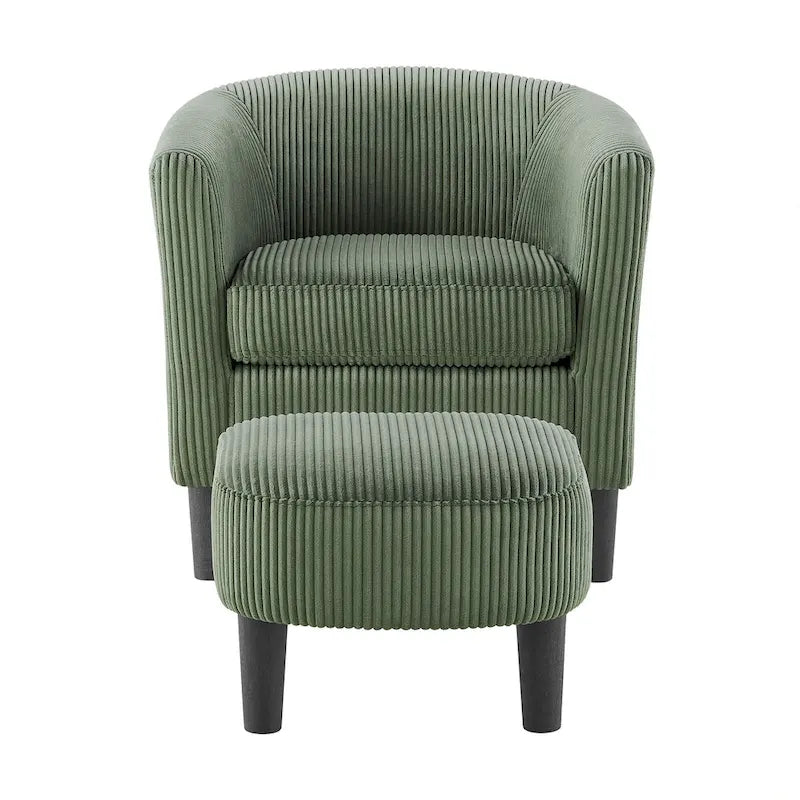 Fauteuil en velours côtelé avec pouf 26.38