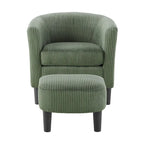 Fauteuil en velours côtelé avec pouf 26.38