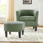 Fauteuil en velours côtelé avec pouf 26.38