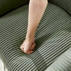 Fauteuil en velours côtelé avec pouf 26.38
