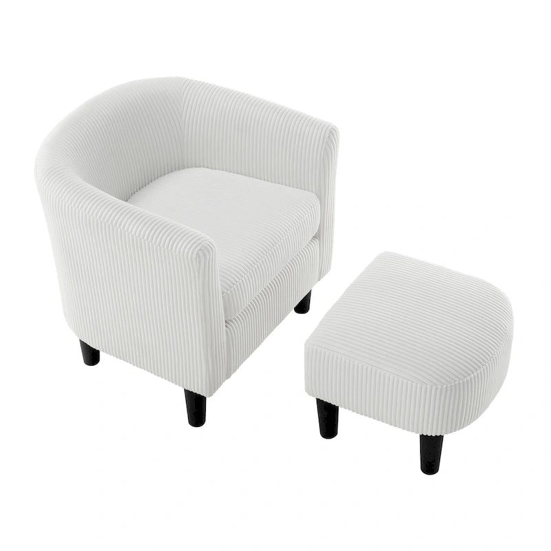Fauteuil en velours côtelé avec pouf 26.38