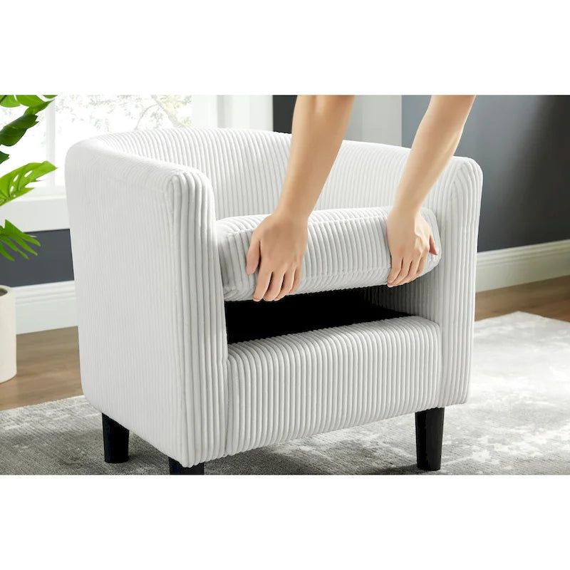 Fauteuil en velours côtelé avec pouf 26.38